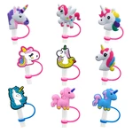1PCS PVC straw cap lovely horse cartoon straw cover protector Reusable Airtight Dust Cap Splash Proof Drinking Straw Tips Cup