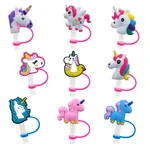 1PCS PVC straw cap lovely horse cartoon straw cover protector Reusable Airtight Dust Cap Splash Proof Drinking Straw Tips Cup