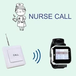 Wireless Calling System 1 Wrist Watch Receiver Black + 1 One Key Button Transmitter White For Hospital Nurse Call
