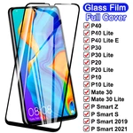 15D Tempered Glass For Huawei P30 P40 Lite E P Smart Z S 2019 2021 Glass Screen Protector P20 Pro P10 Mate 30 Lite Protective
