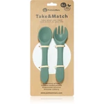 Petite&Mars Take&Match Silicone Cutlery příbor Misty Green 6 m+ 2 ks