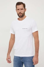 Bavlnené tričko Calvin Klein Jeans pánsky, biela farba, s potlačou, J30J324671