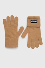 Kašmírové rukavice Moschino hnědá barva