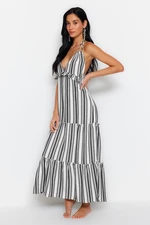 Trendyol Striped Maxi Woven Ruffle Beach Dress