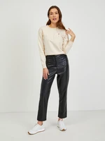 Burgundy women's shortened leatherette pants ORSAY - Ladies