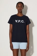 Bavlnené tričko A.P.C. VPC Colour COBQX.F26944-DARKNAVY, tmavomodrá farba