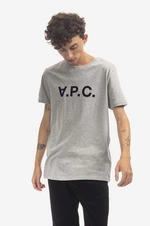 Bavlnené tričko A.P.C. VPC Color COEZB.H26943-LIGHTGRAYC, šedá farba, s potlačou
