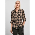 Ladies Turnup Checked Flanell Shirt black/softtaupe