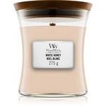 Woodwick White Honey Miel Blanc vonná sviečka s dreveným knotom 275 g