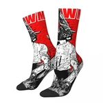 Crazy Design Chainsaw Man Skateboard Socks Denji Makima Anime Vintage Polyester Middle Tube Socks for Women Men