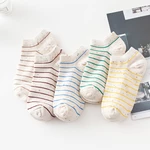 10 Pieces=5 Pairs/Lot Vogue Cotton Colorful Stripe Spot Women Short Ankle Socks Cute Harajuku Low Girls Student Cool Sox FemalE