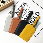 1PC Portable PU Leather Luggage Tag Suitcase Identifier Label Baggage Boarding Bag Tag Name ID Address Holder Travel Accessories