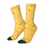 Hip Hop Vintage Swiss Cheese Crazy Men's Socks Unisex Food Lover Art Harajuku Pattern Printed Crew Sock Boys Gift