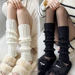 1 pair Japanese Korean Style Knitted Leg Warmers Cuffs Knee Protection for Women Girls Fashion Solid Color Lolita Y2K Long Socks