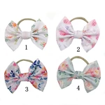 Yundfly 1 pcs Kawaii Toddler Girls Nylon Headband Baby Floral Print Bowknot Hairband Children Hair Accessories