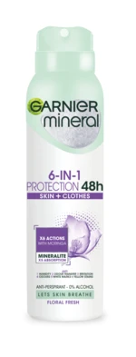 GARNIER Protection 6 Floral Fresh antiperspirant ve spreji s kompletní ochranou 6v1 150 ml GARNIER Protection 6 Floral Fresh antiperspirant ve spreji s kompletní ochranou 6v1 150 ml