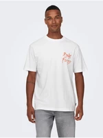 Bílé pánské tričko s krátkým rukávem ONLY & SONS Pink Floyd - Pánské
