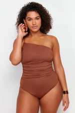 Trendyol Curve Brown One Shoulder Swimsuit