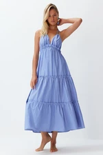 Trendyol Striped Maxi Woven Ruffle Beach Dress