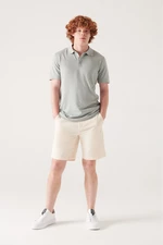 Avva Men's Cream Textured Cotton Shorts