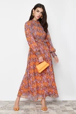 Trendyol Lined Floral Waist Ruffle Detail Woven Dress