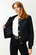 Trendyol Navy Blue Tweed Jacket Coat