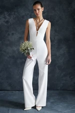 Trendyol Bridal White Wide Leg Woven Unlined Wedding/Wedding Jumpsuit