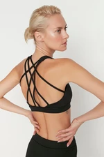 Trendyol Knitted Sports Bra with Black Support/Styling Back Cross Rope Strap