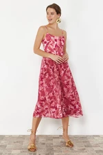 Trendyol Multicolored Open Waist/Skater Lined Corset Detailed Tulle Elegant Evening Dress
