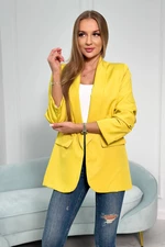 Elegantní sako s klopami žluté barvy