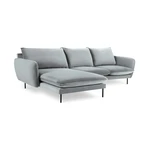 Jasnoszara narożna aksamitna sofa lewostronna Cosmopolitan Design Vienna