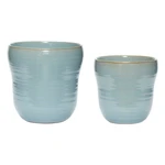 Zestaw 2 niebieskich ceramicznych doniczek Hübsch Tina