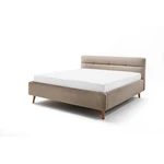 Beżowe tapicerowane łóżko dwuosobowe ze schowkiem i stelażem 180x200 cm Lotte – Meise Möbel