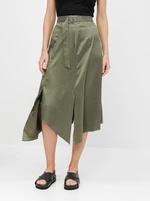 Miss Selfridge's Green Asymmetric Patterned Midi Skirt