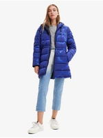 Blue women's winter quilted coat Desigual Aarhus - Women