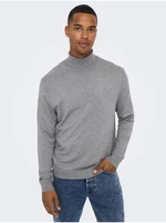 Grey men's brindle turtleneck ONLY & SONS Wyler - Men