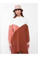 LC Waikiki Half Turtleneck Women's Knitwear Tunic with Color Block Long Sleeve