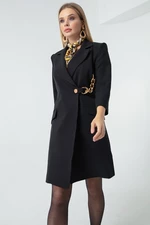 Lafaba Women's Black Chain Detailed Jacket Dress