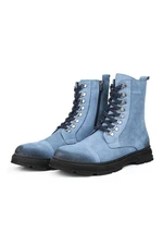 Ducavelli Military Genuine Leather Anti-slip Sole Lace-Up Long Suede Boots Blue