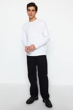 Trendyol Biała Basic Regular/Real Fit Koszulka Z Długim Rękawem I 100% Bawełna