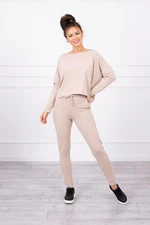Set with oversized blouse of beige color