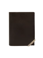 Dark brown and brown men's genuine leather wallet