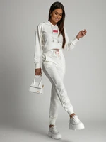 Women's tracksuit with asymmetrical ecru blouse