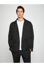 Koton Basic Jacket Wide Collar with Button Detailed Pockets.