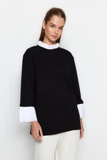 Trendyol Black Collar and Sleeve Detailed Knitted Tunic
