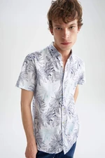DEFACTO Slim Fit Polo Neck Floral Short Sleeve Shirt