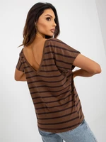 Brown T-shirt BASIC FEEL GOOD with V-neck