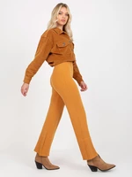 Dark yellow wide knitted trousers with high waist