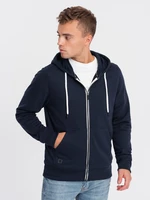 Ombre BASIC men's zip-up hoodie - navy blue