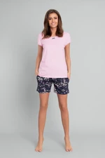 Women's pajamas Celestina, short sleeves, short legs - pink/print